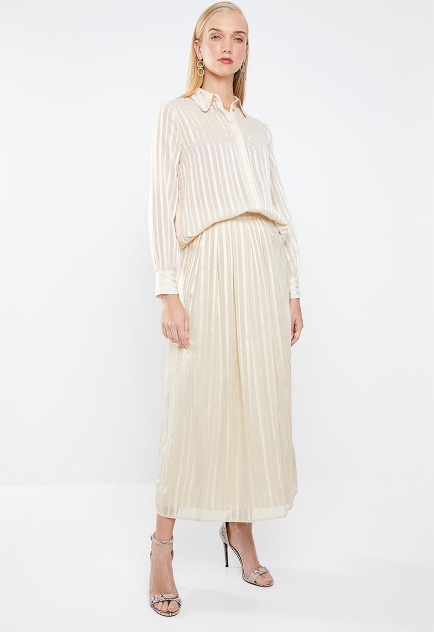 MANGO - Satin finish self stripe shirt - neutral