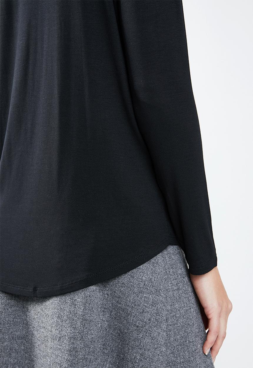 MANGO - Long sleeve loose fit top - black