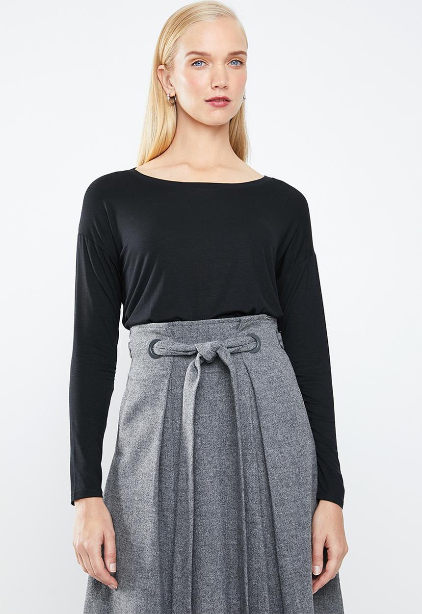 MANGO - Long sleeve loose fit top - black