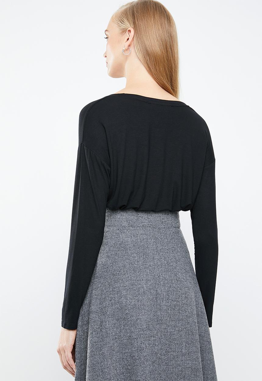 MANGO - Long sleeve loose fit top - black