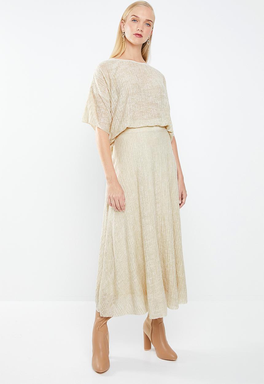 MANGO - Midi textured skirt - cream