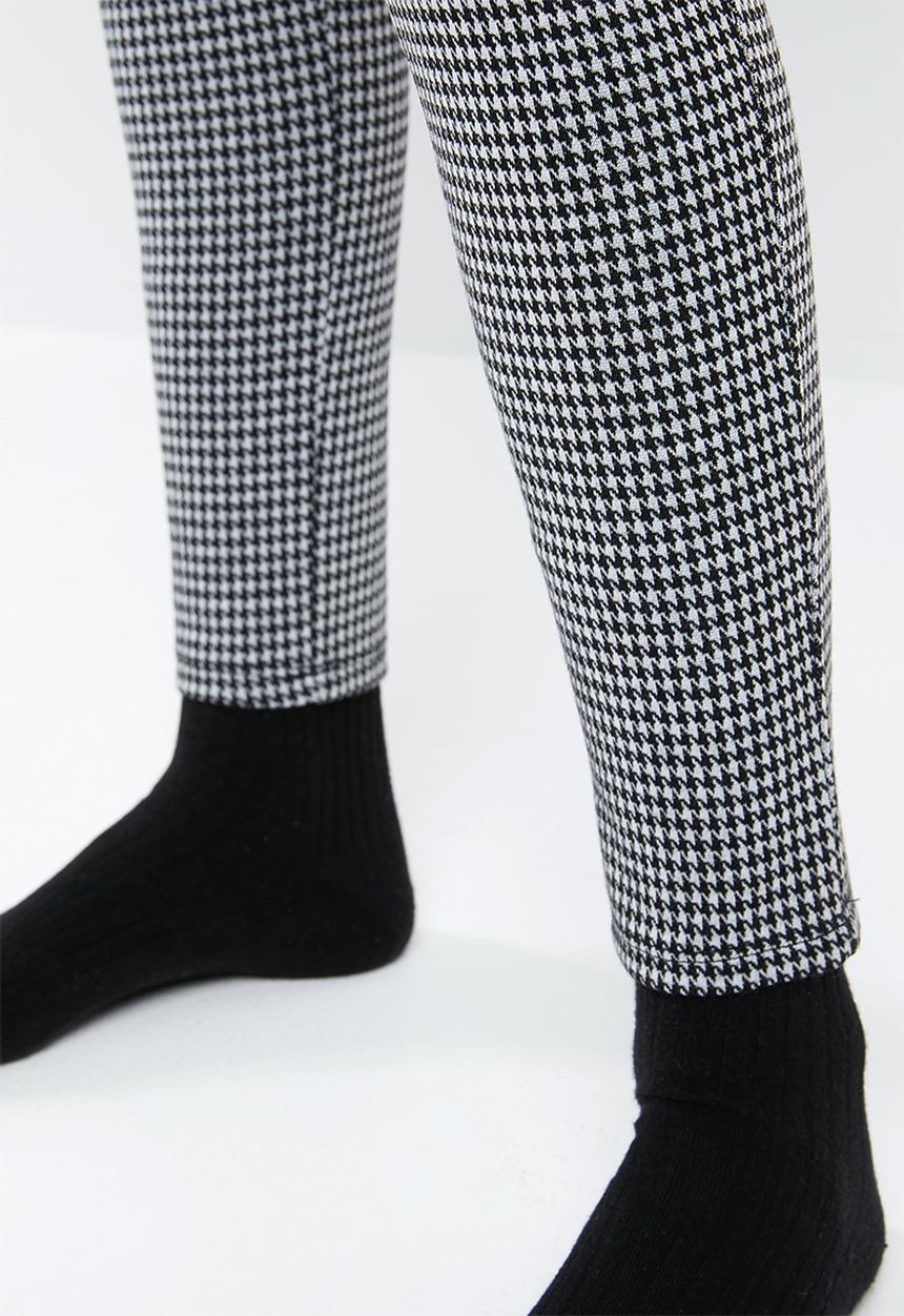 MANGO - Check leggings - black