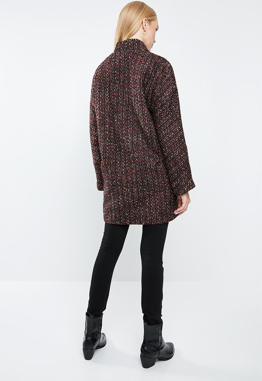 MANGO - Flecked wool-blend coat - burgundy
