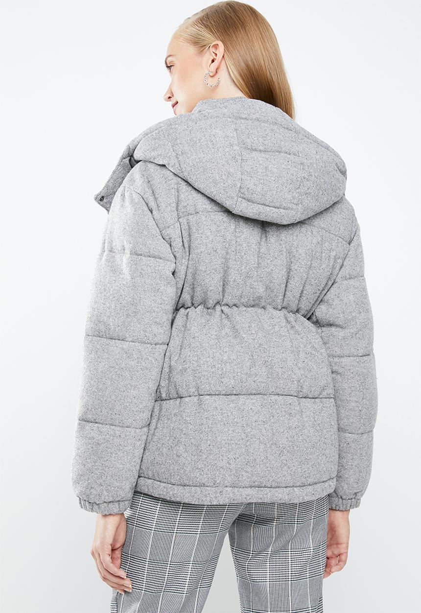 MANGO - Wool blend quilted puffer jacket - grey