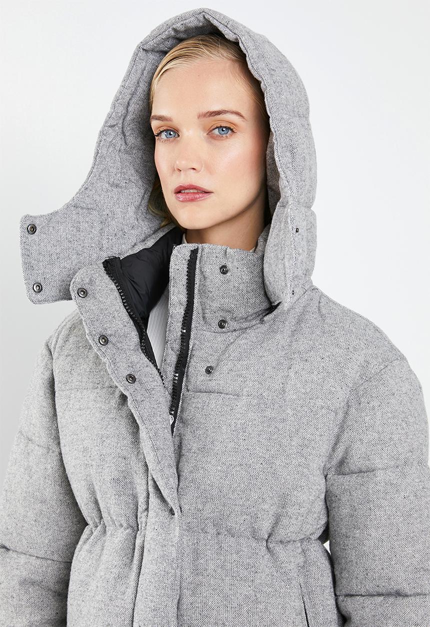 MANGO - Wool blend quilted puffer jacket - grey