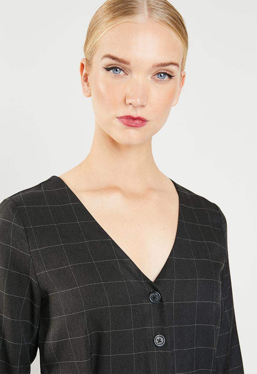 MANGO - Bow 3/4 sleeve jumpsuit - black