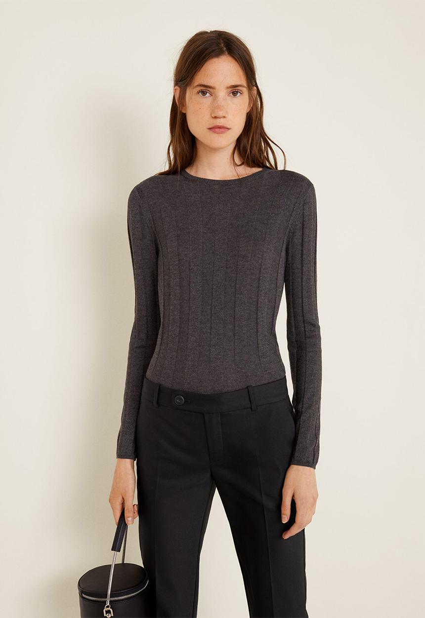 MANGO - Straight cotton trousers - black
