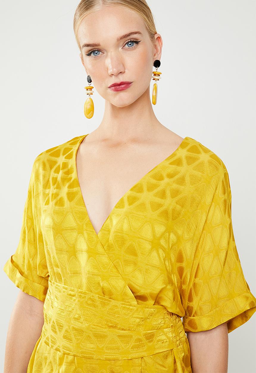 MANGO - Jacquard textured blouse - yellow