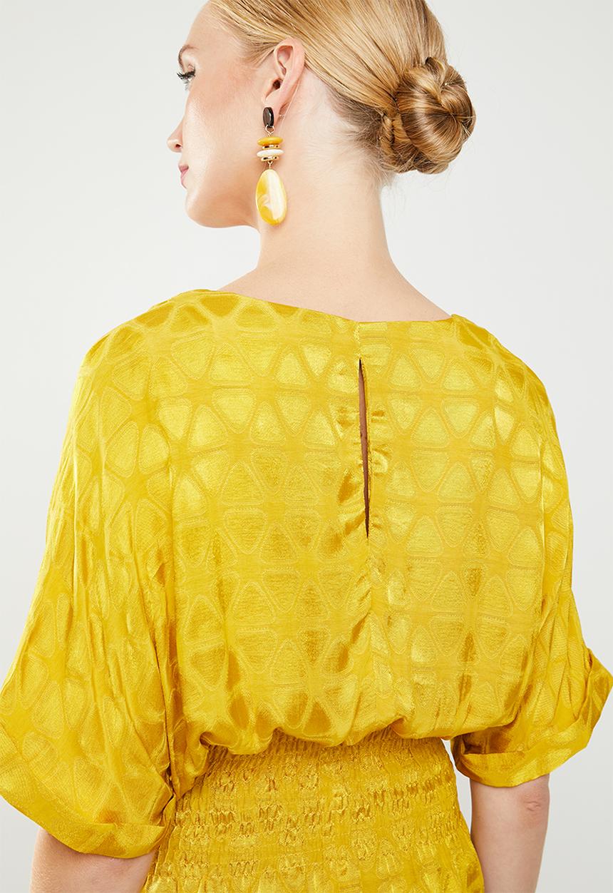MANGO - Jacquard textured blouse - yellow