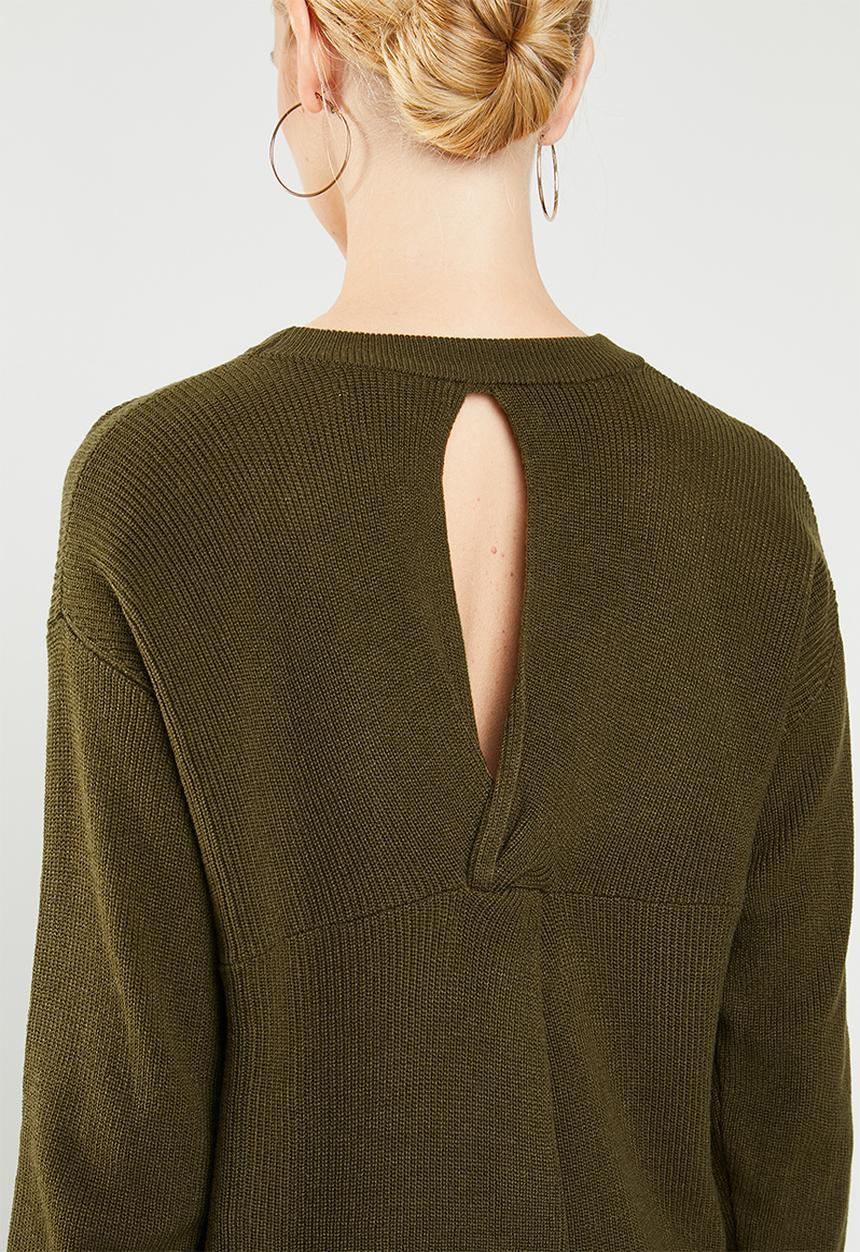 MANGO - Back vent knit - khaki