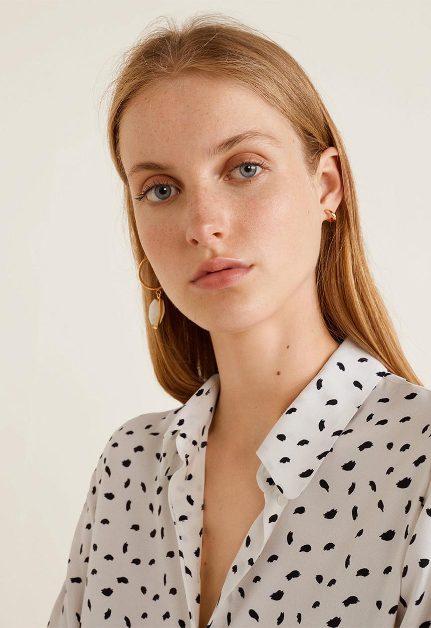 MANGO - Flowy printed shirt - white & black 
