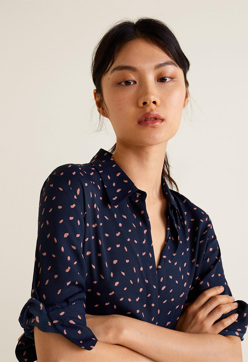 MANGO - Flowy printed shirt - blue