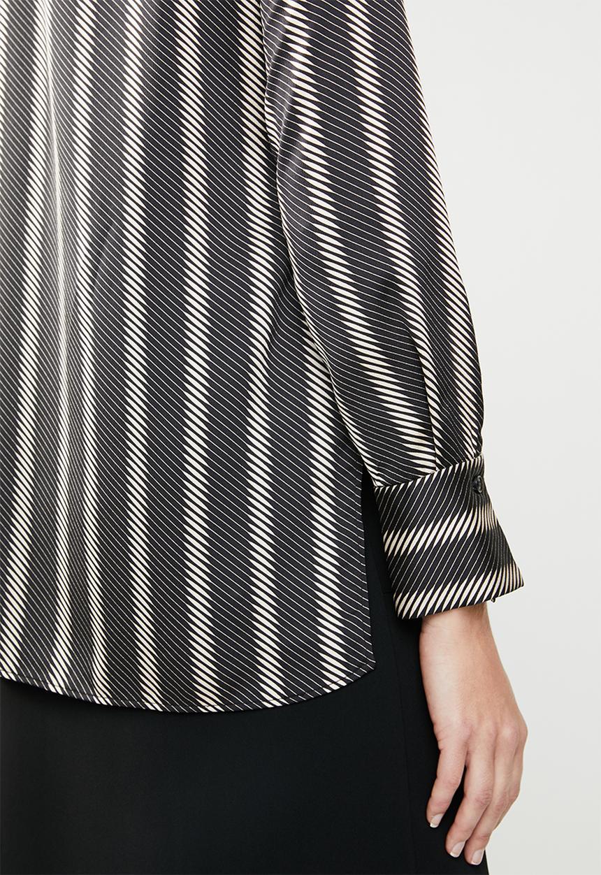 MANGO - Satin finish oversized shirt - black & neutral