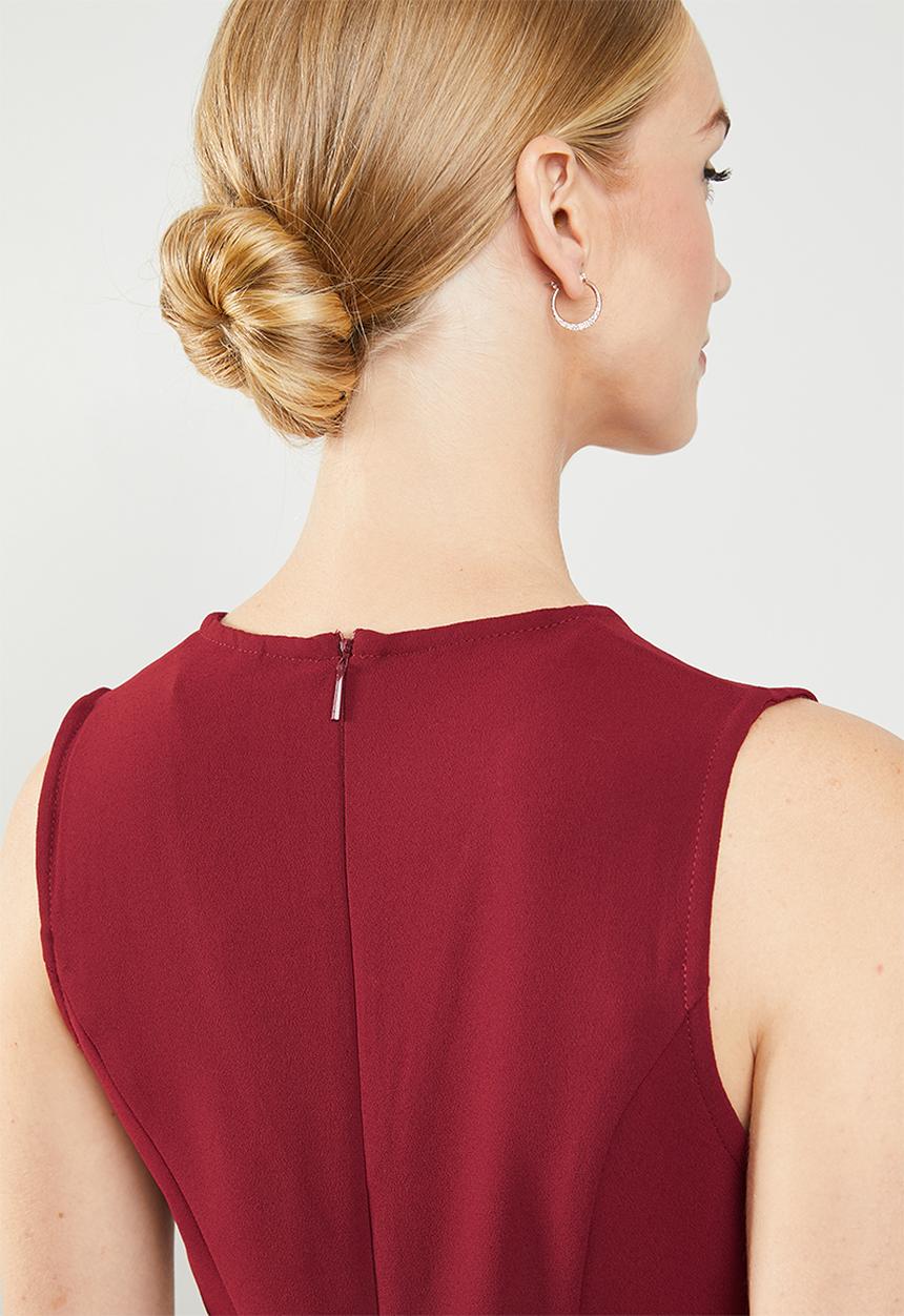 MANGO - V-neckline dress - burgundy