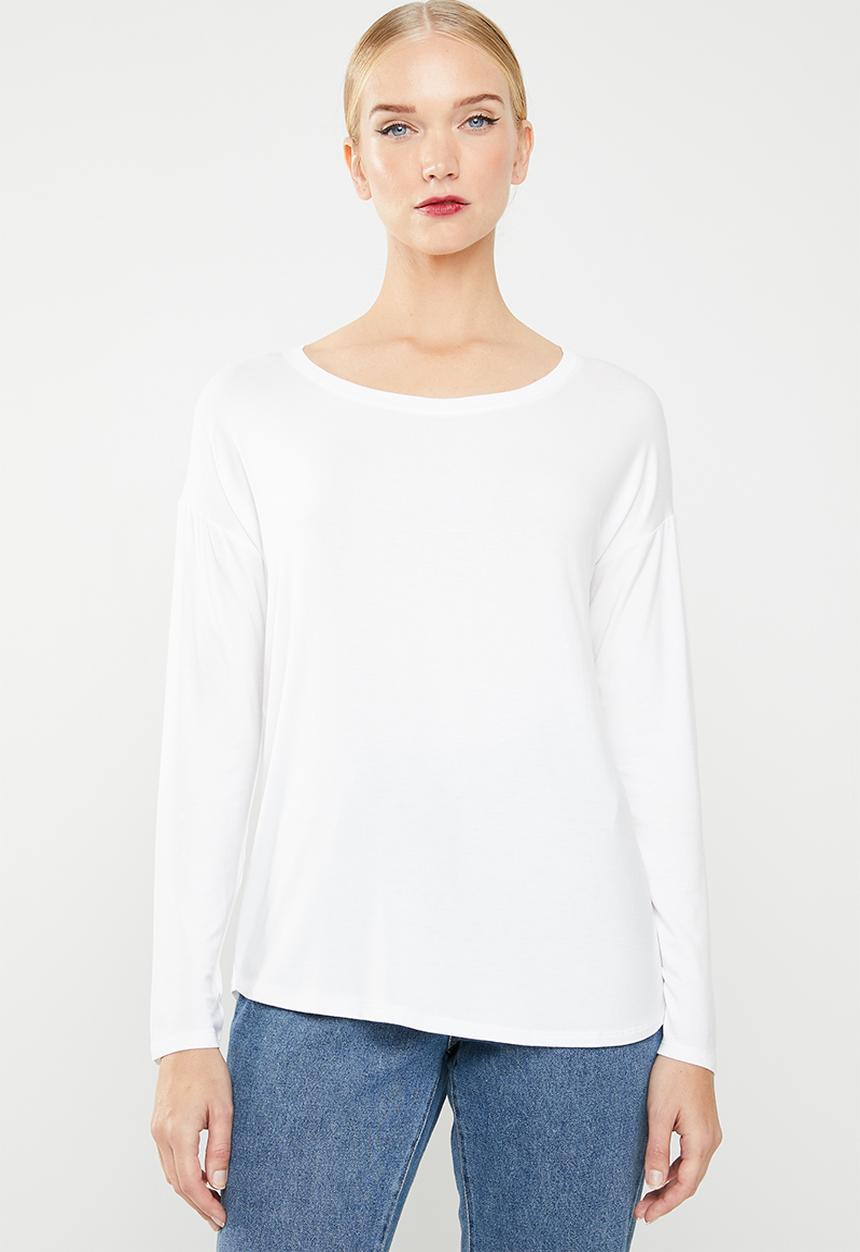 MANGO - Long sleeve loose fit top - white