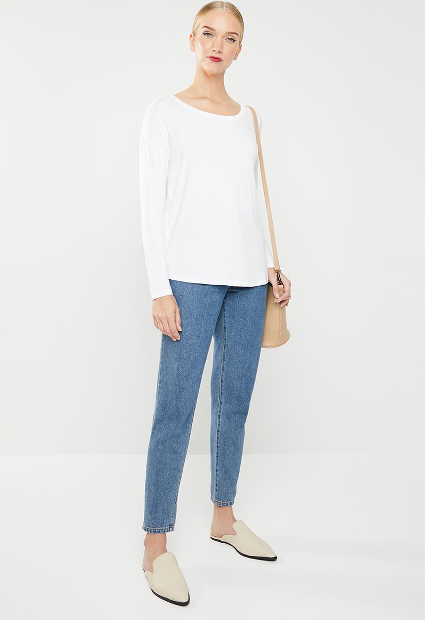 MANGO - Long sleeve loose fit top - white