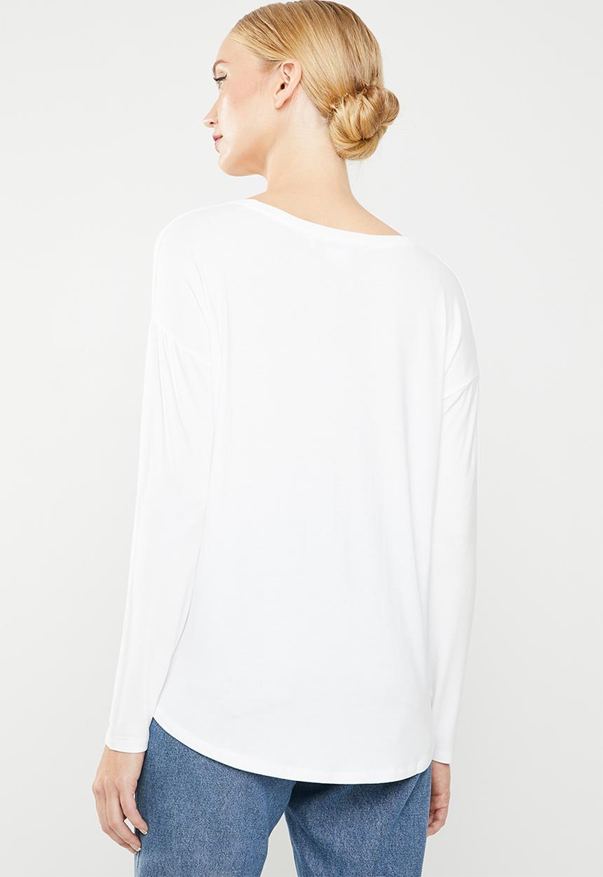 MANGO - Long sleeve loose fit top - white