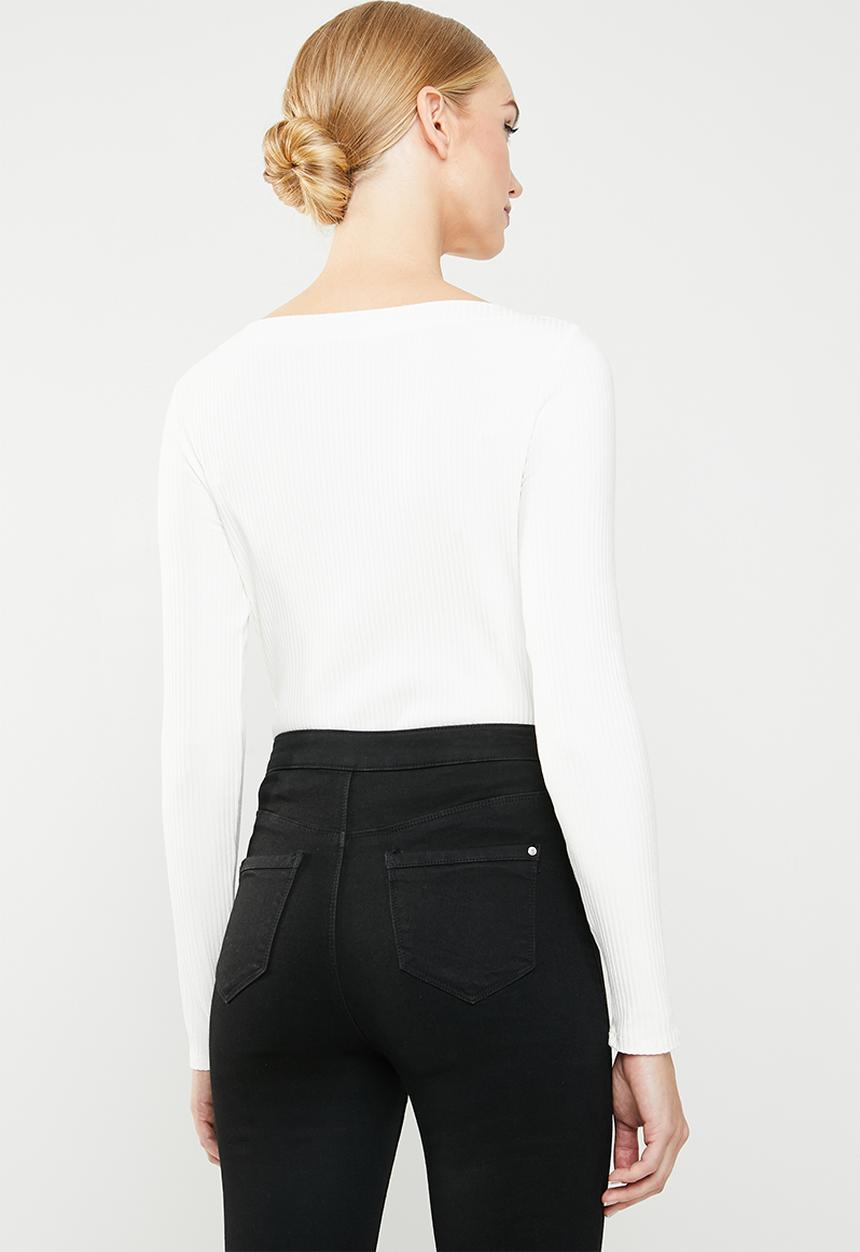 MANGO - Ribbed T-shirt - cream