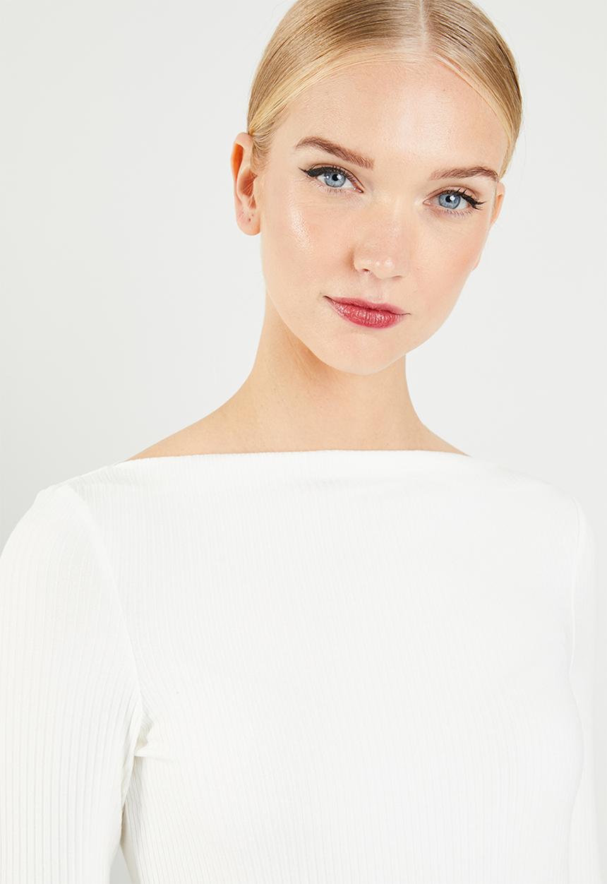 MANGO - Ribbed T-shirt - cream