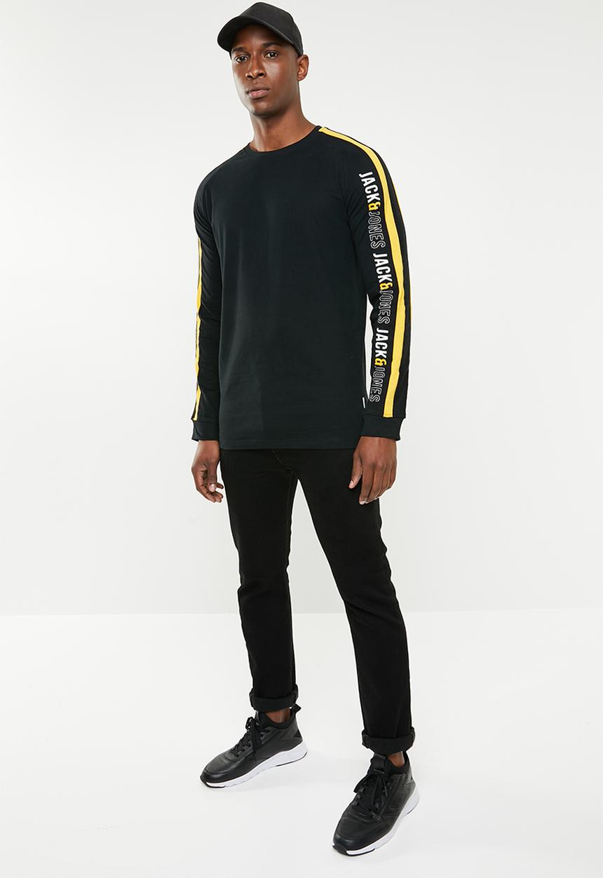Jack & Jones - Anton long sleeve crew neck top - black