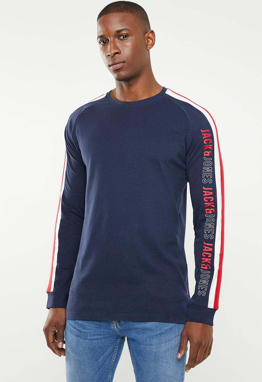Jack & Jones - Anton long sleeve crew neck top - navy