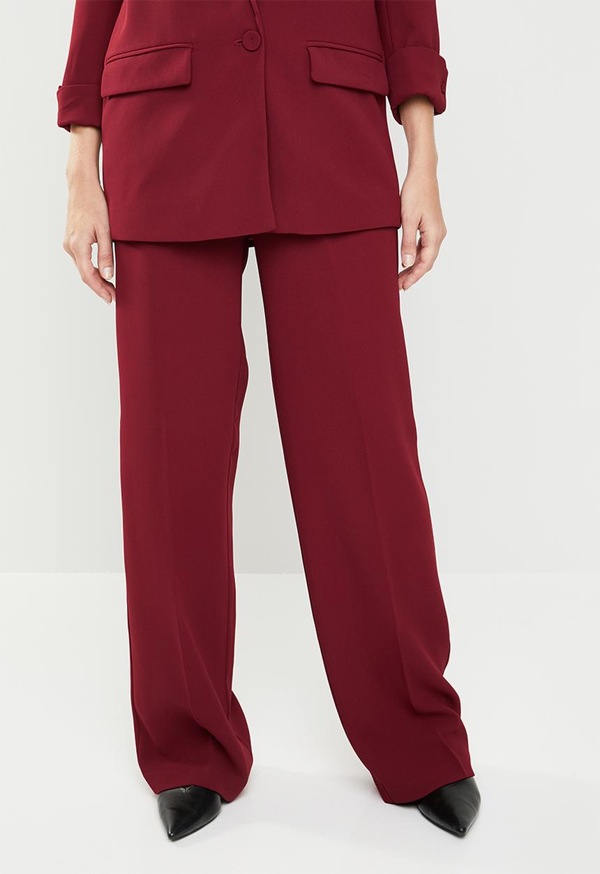 MANGO - Tie waist easy trousers - burgundy