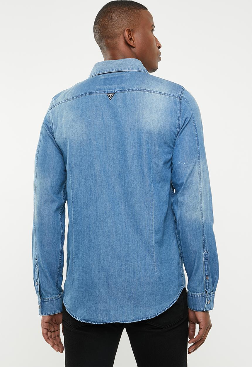 GUESS - Slim fit denim shirt - blue