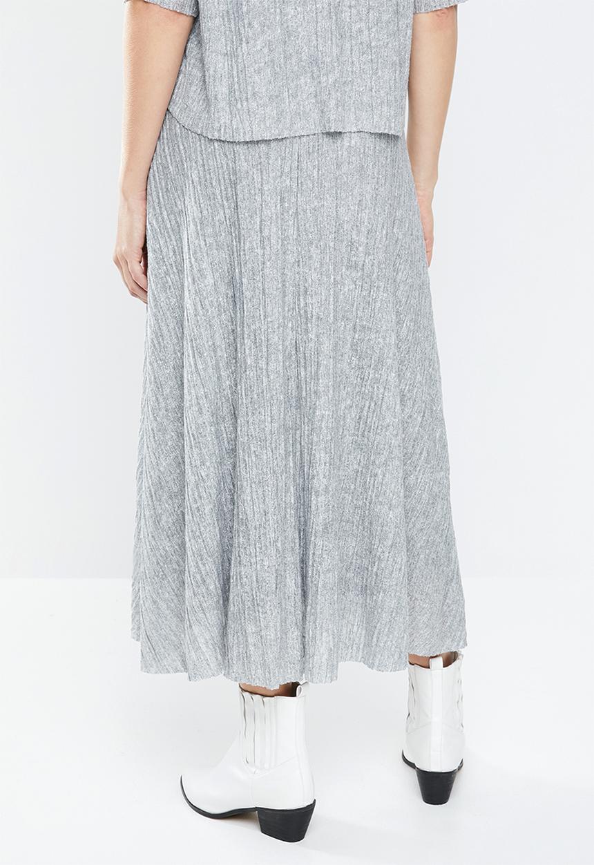 MANGO - Midi textured skirt - grey