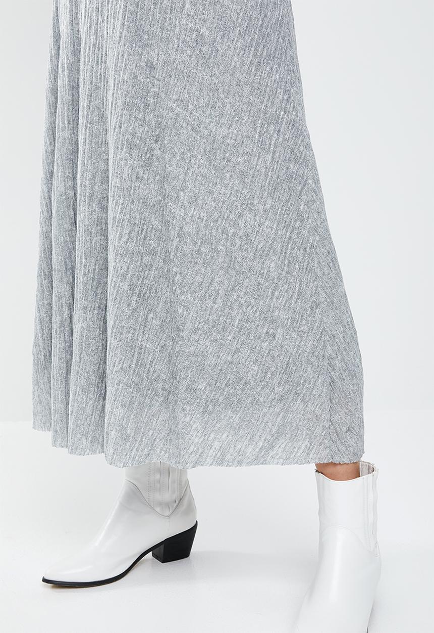 MANGO - Midi textured skirt - grey