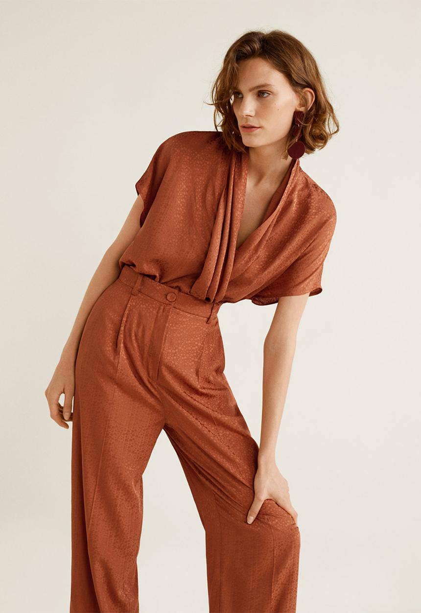 MANGO - Straight-fit crop trousers - tan 