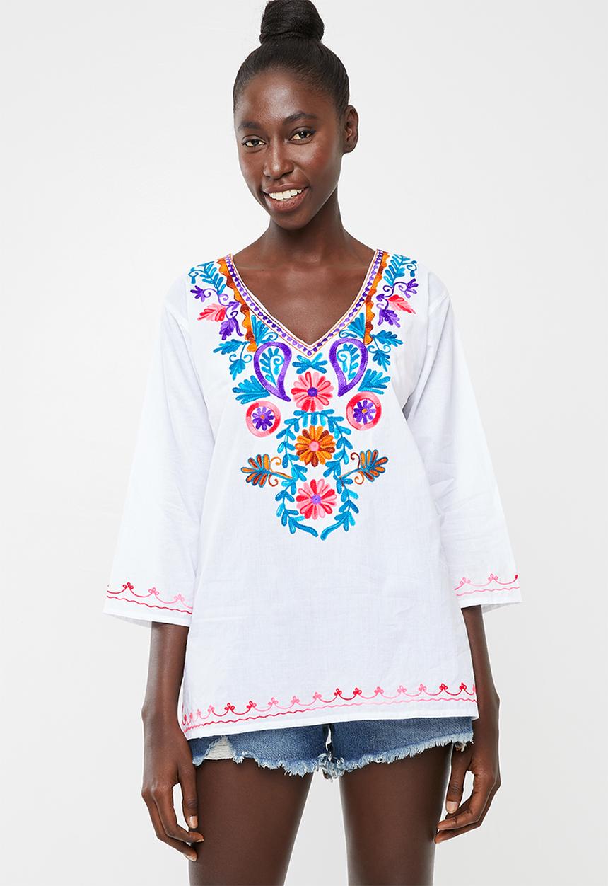 Lithe - Embroidered kaftan - white