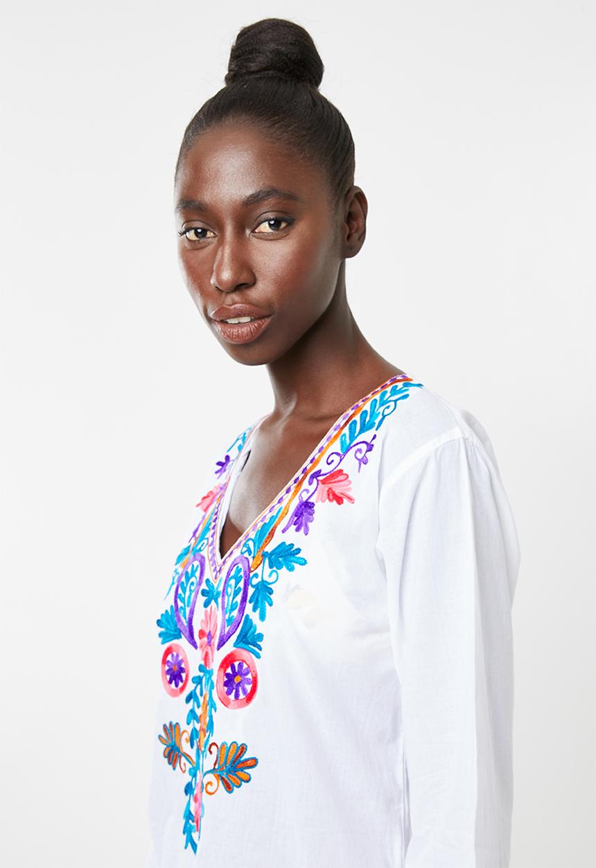 Lithe - Embroidered kaftan - white