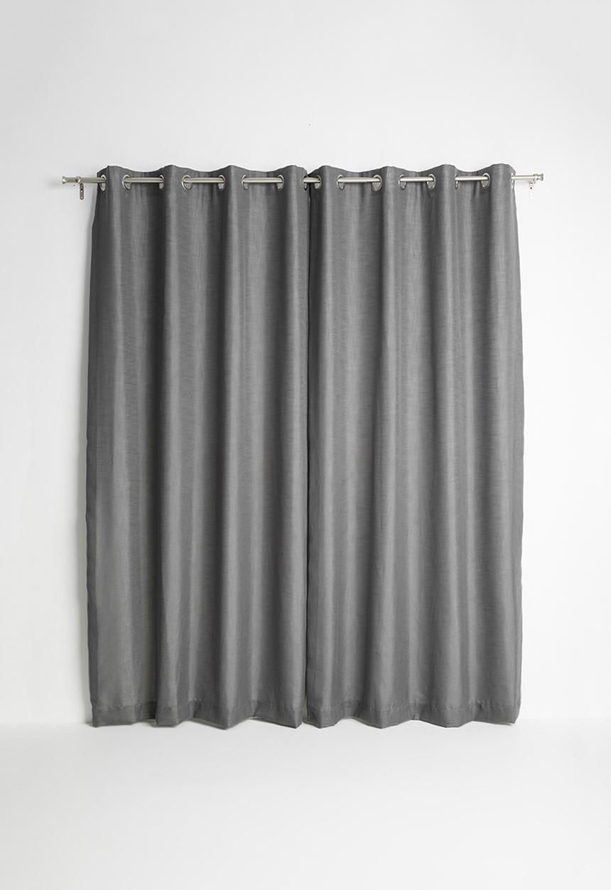 Sixth Floor - Slub lined eyelet curtain 2 pack - charcoal