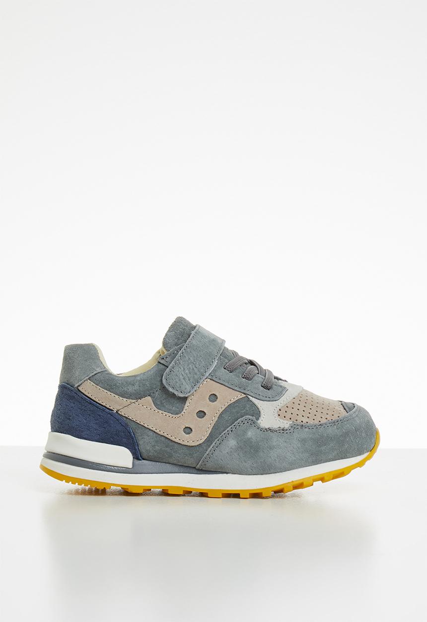 Pop Candy - Leather combo strap and lace sneaker - grey