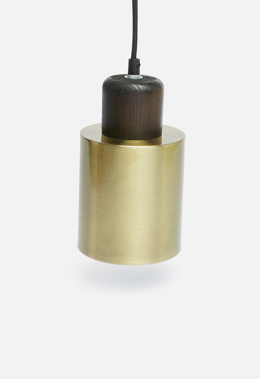 Sixth Floor - Lone pendant - wood/brass