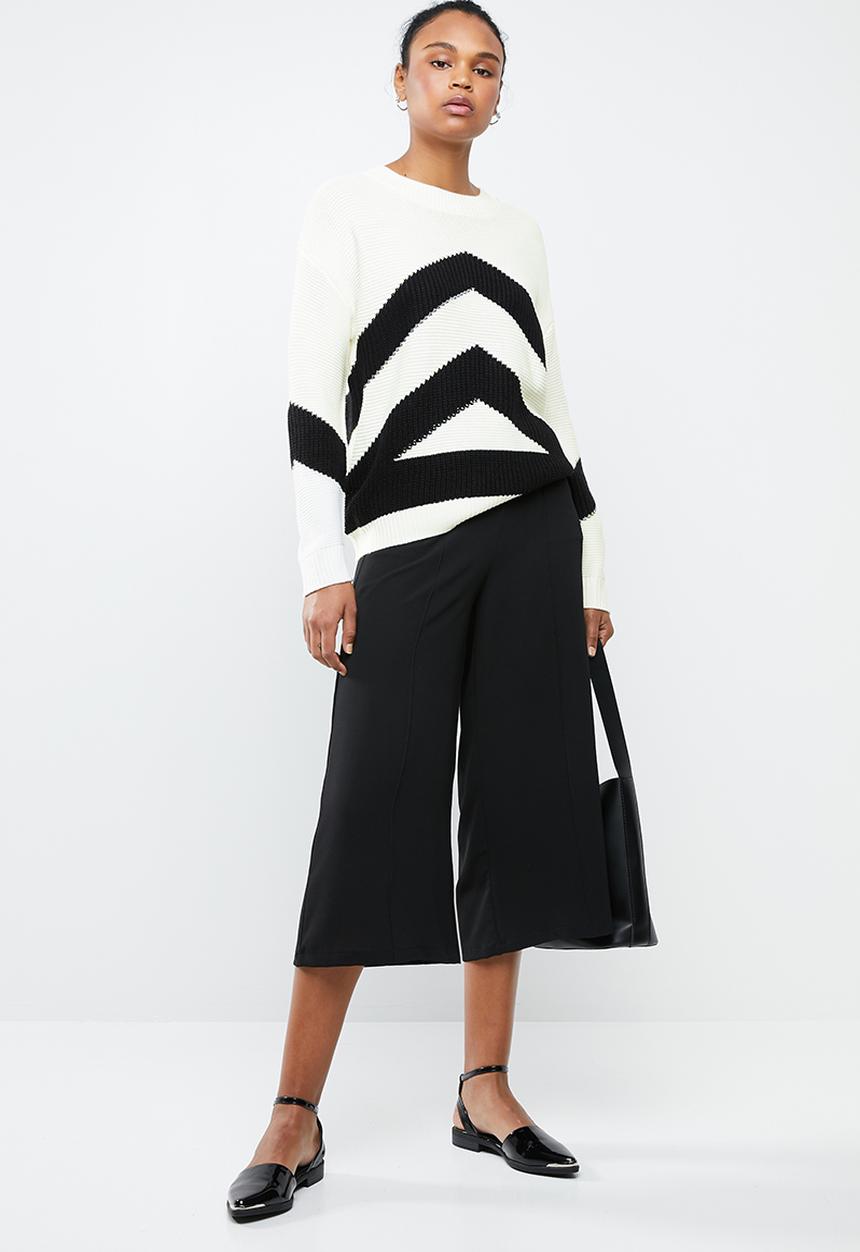 MANGO - Seam detail culotte trousers - black