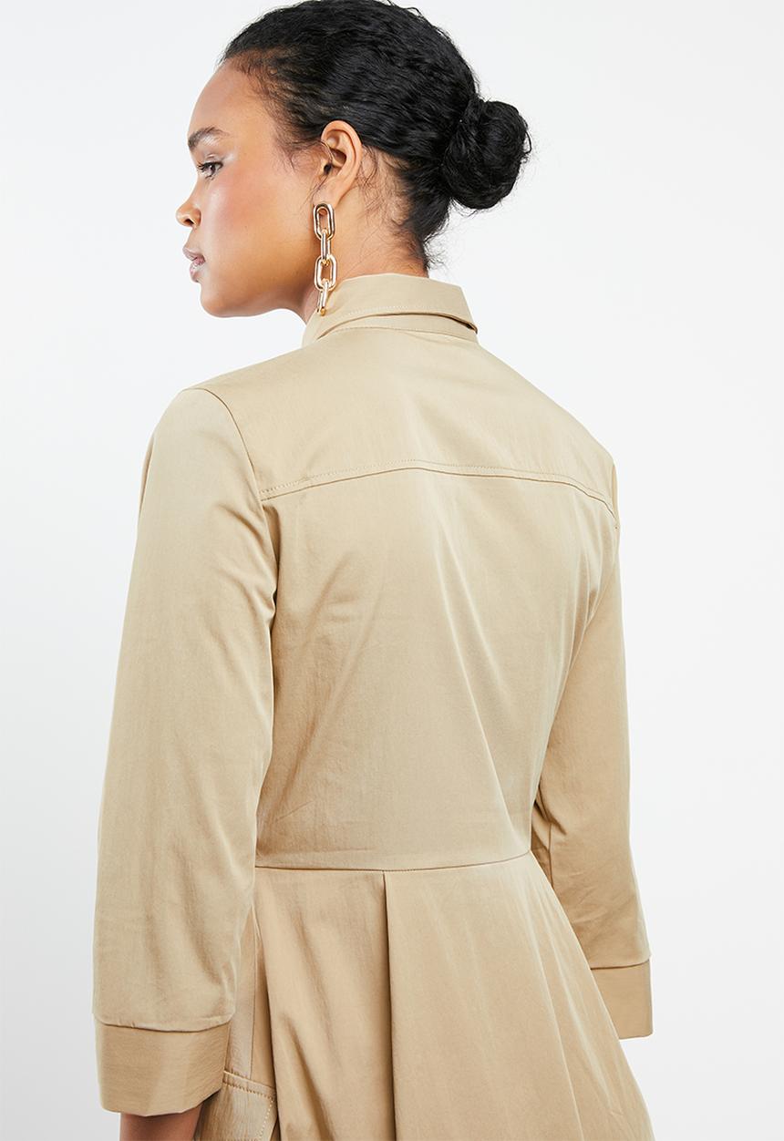 MANGO - Midi utility shirt dress - beige