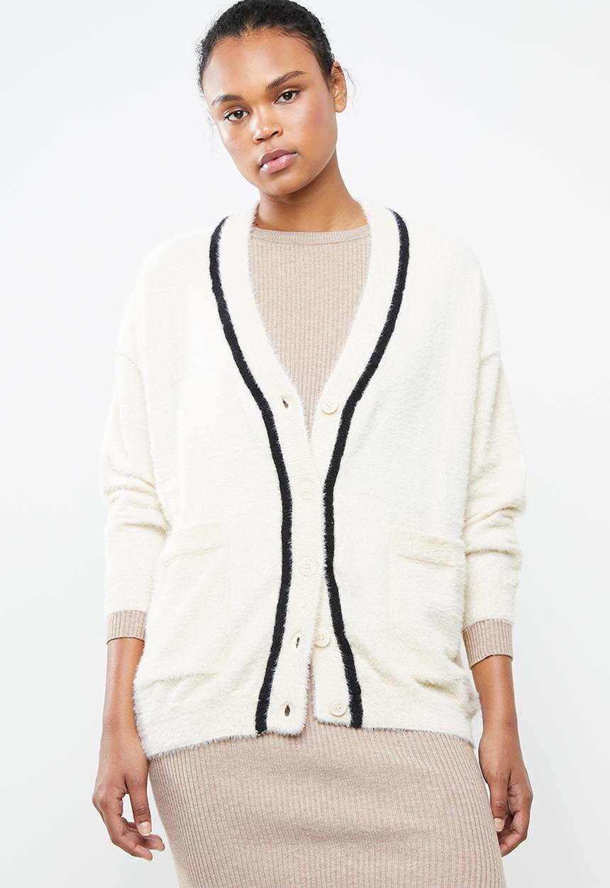 MANGO - Faux fur effect cardigan - cream