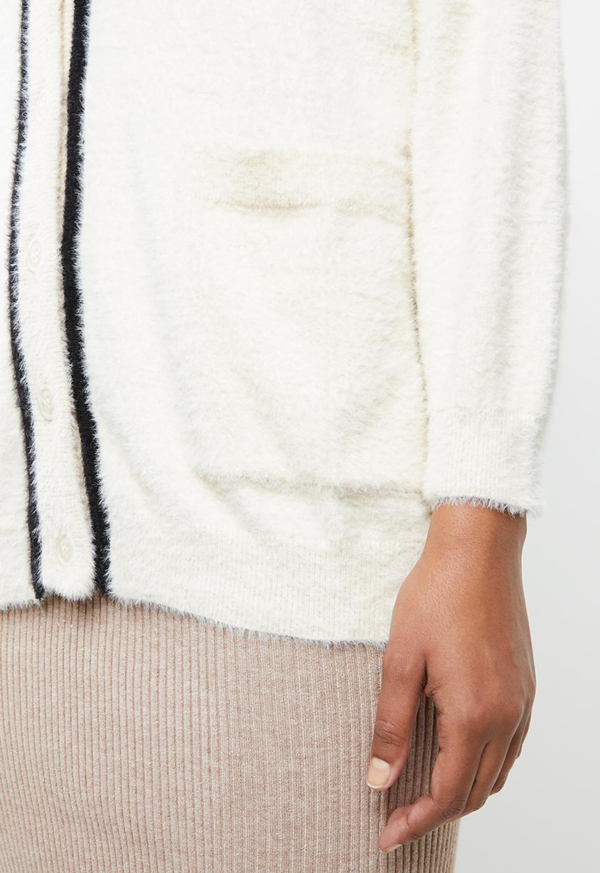 MANGO - Faux fur effect cardigan - cream