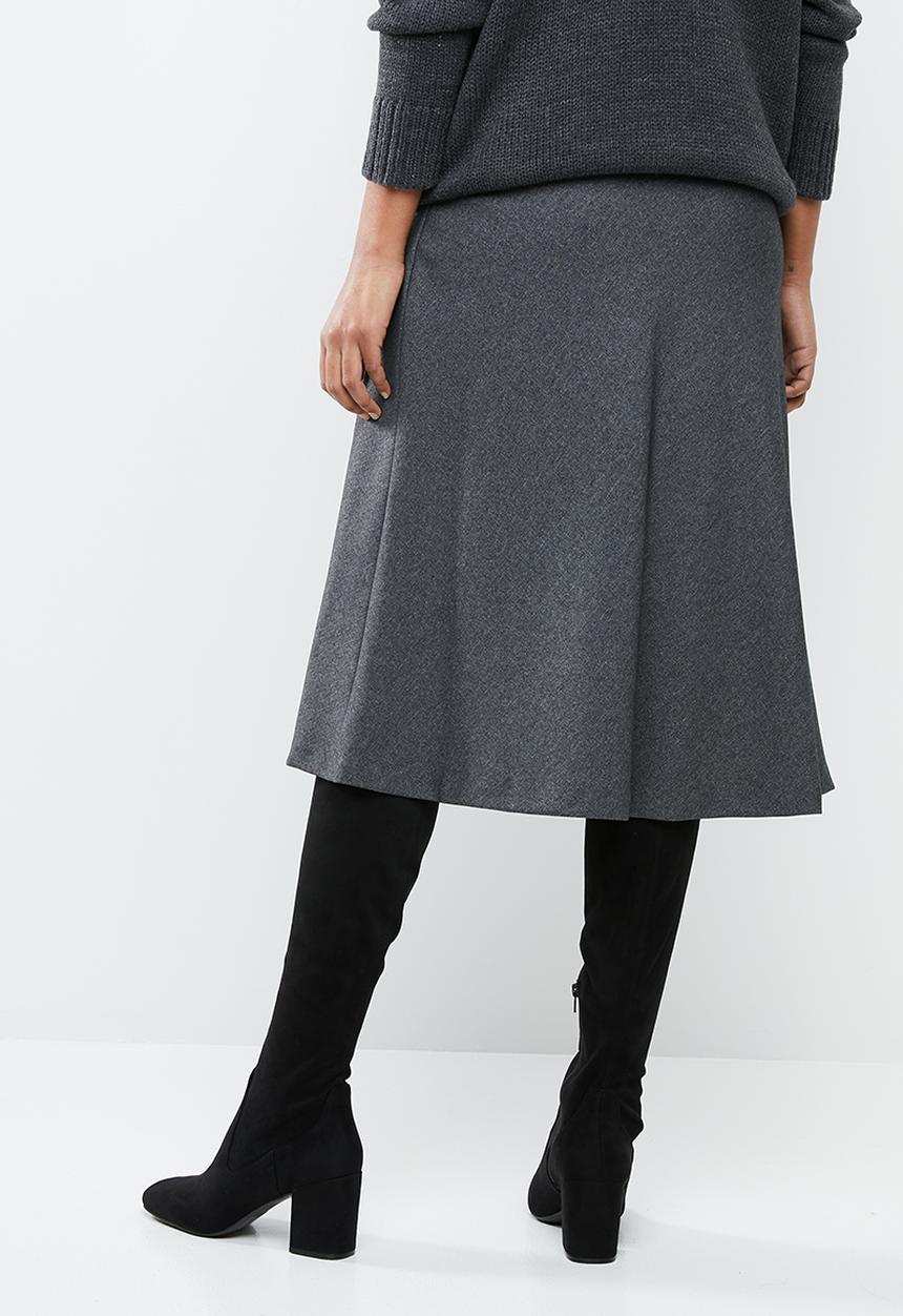 MANGO - Button down flare skirt - grey