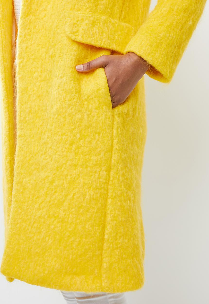 MANGO - Unstructured wool blend coat - yellow