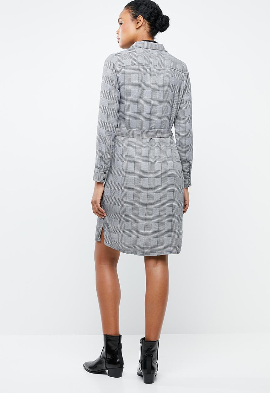 MANGO - Long sleeve check shirt dress - grey