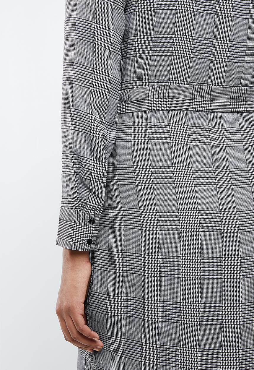 MANGO - Long sleeve check shirt dress - grey