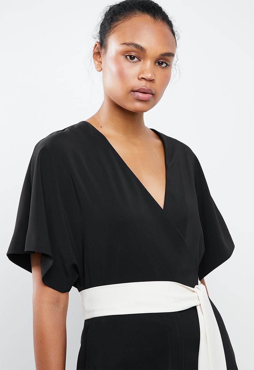 MANGO - Sash belt kimono jumpsuit - black