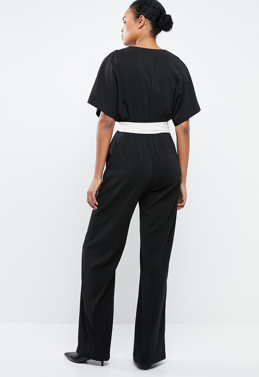 MANGO - Sash belt kimono jumpsuit - black
