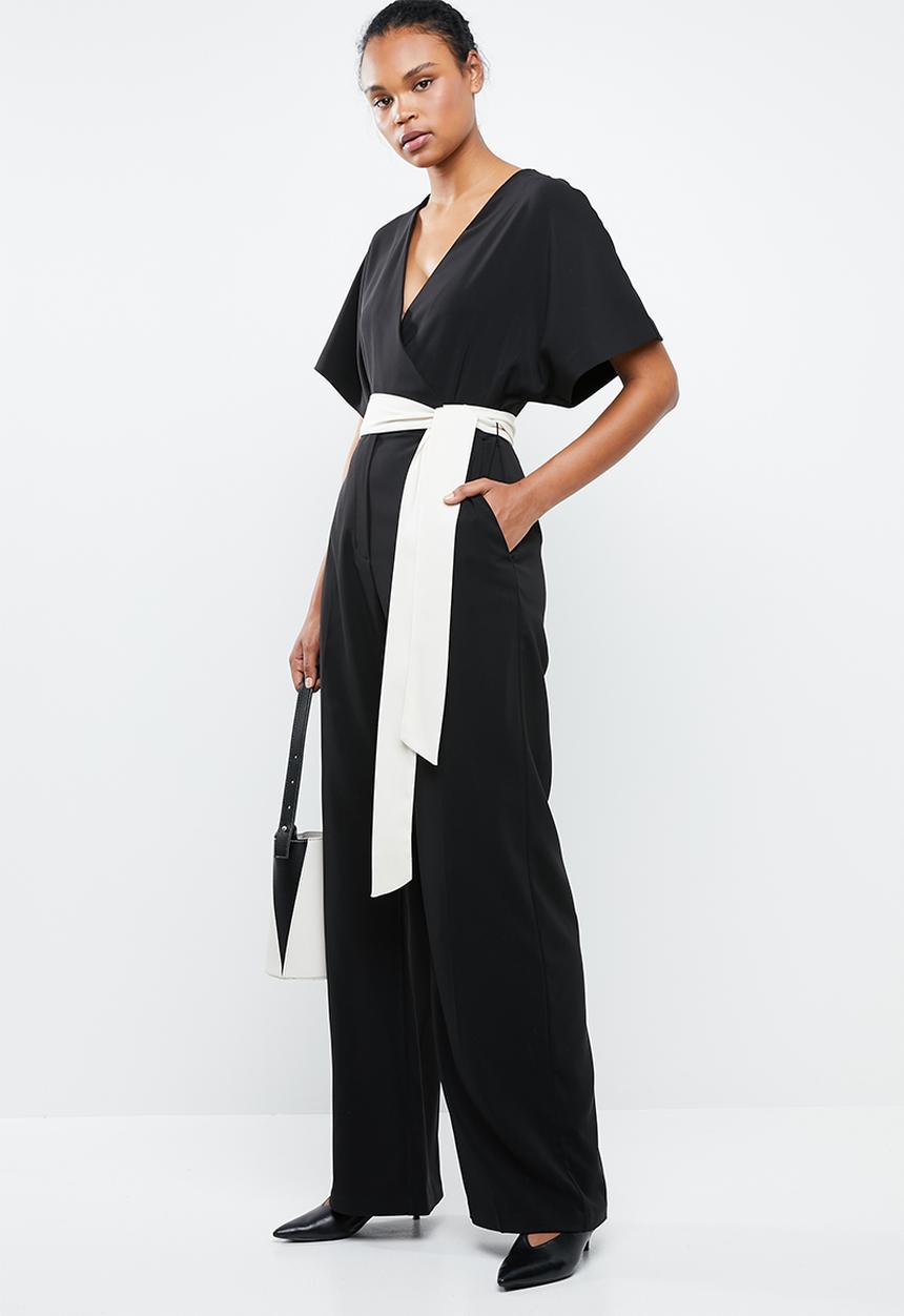 MANGO - Sash belt kimono jumpsuit - black