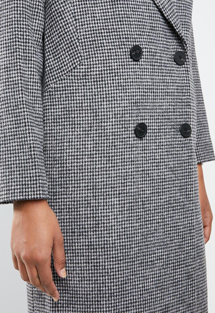 MANGO - Wool blend check coat - grey