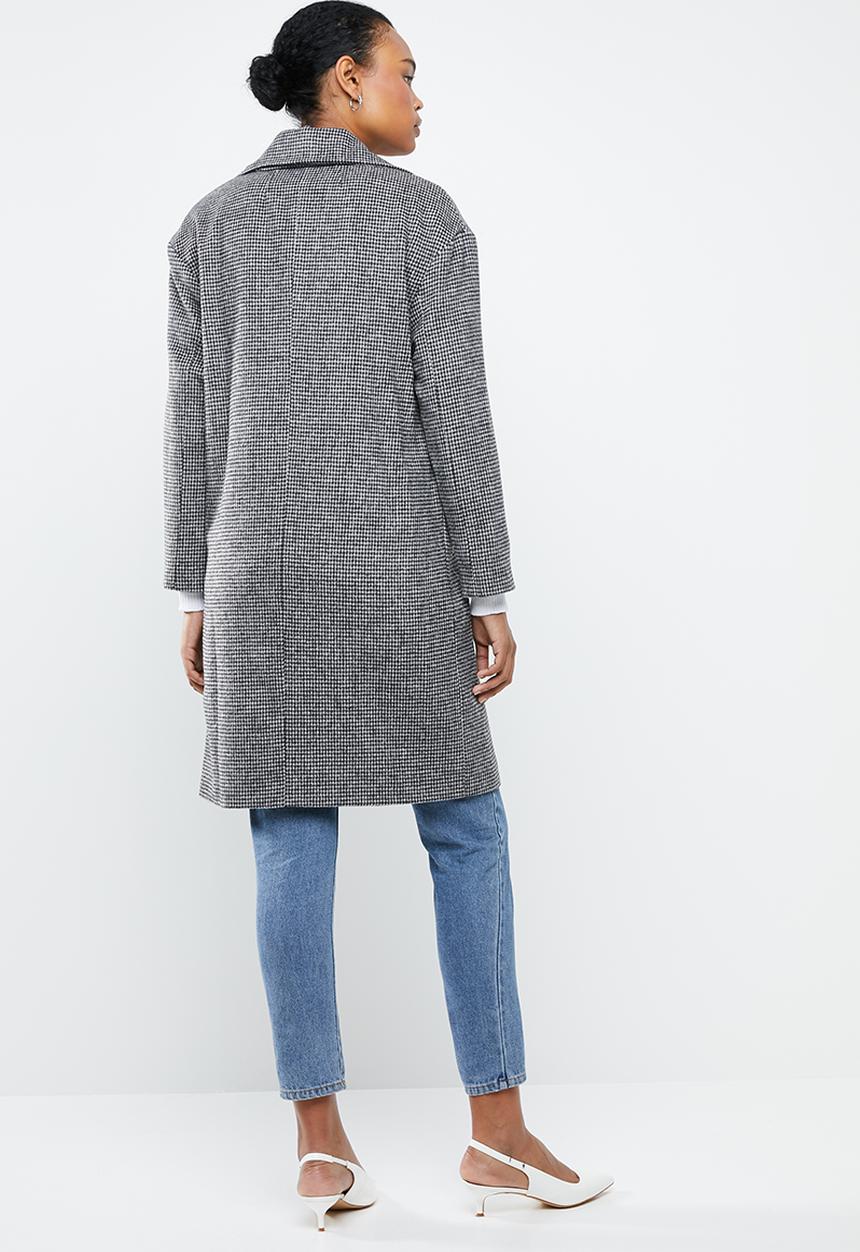MANGO - Wool blend check coat - grey