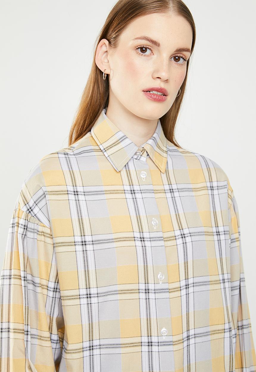 Superbalist - Check blouson sleeve shirt - multi