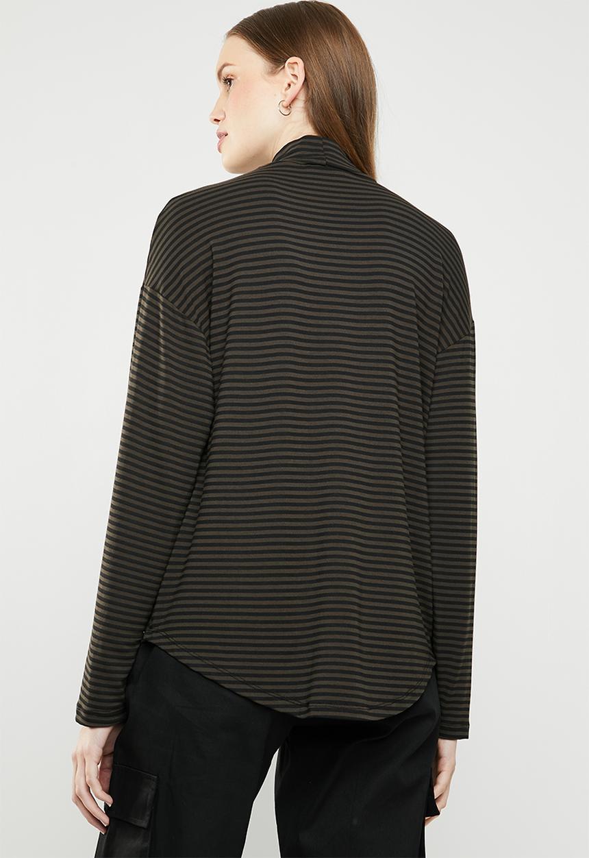 Superbalist - Turtle neck drop shoulder boxy tee - khaki & black